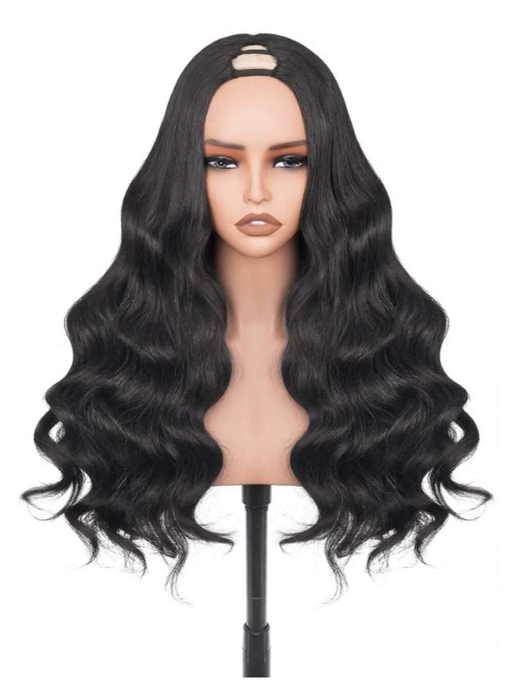 V Part Wig Body Wave Synthetic Half Wig 22 Inch Black